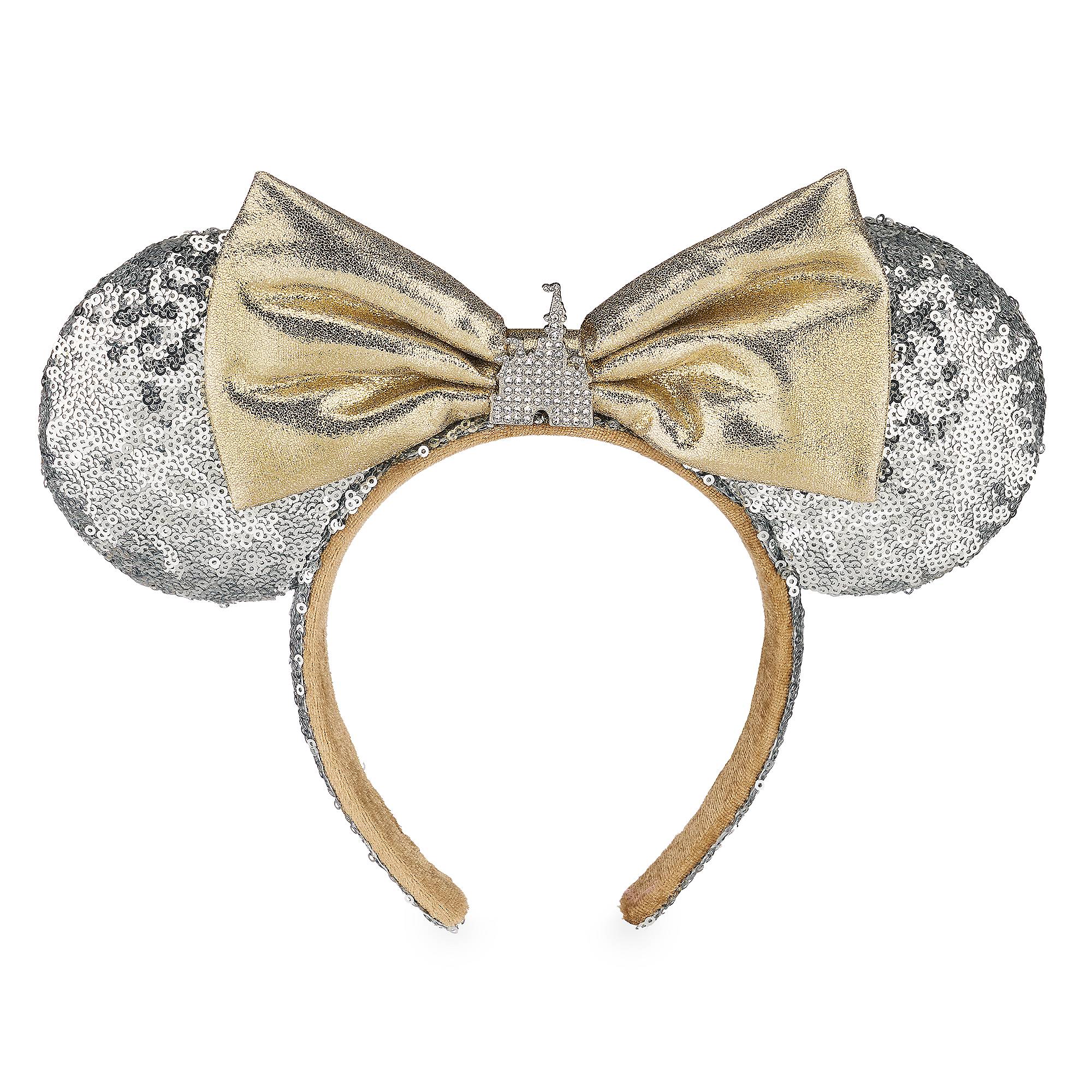 Minnie Mouse Cinderella Castle Ear Headband - Silver Sequins - Walt Disney World image