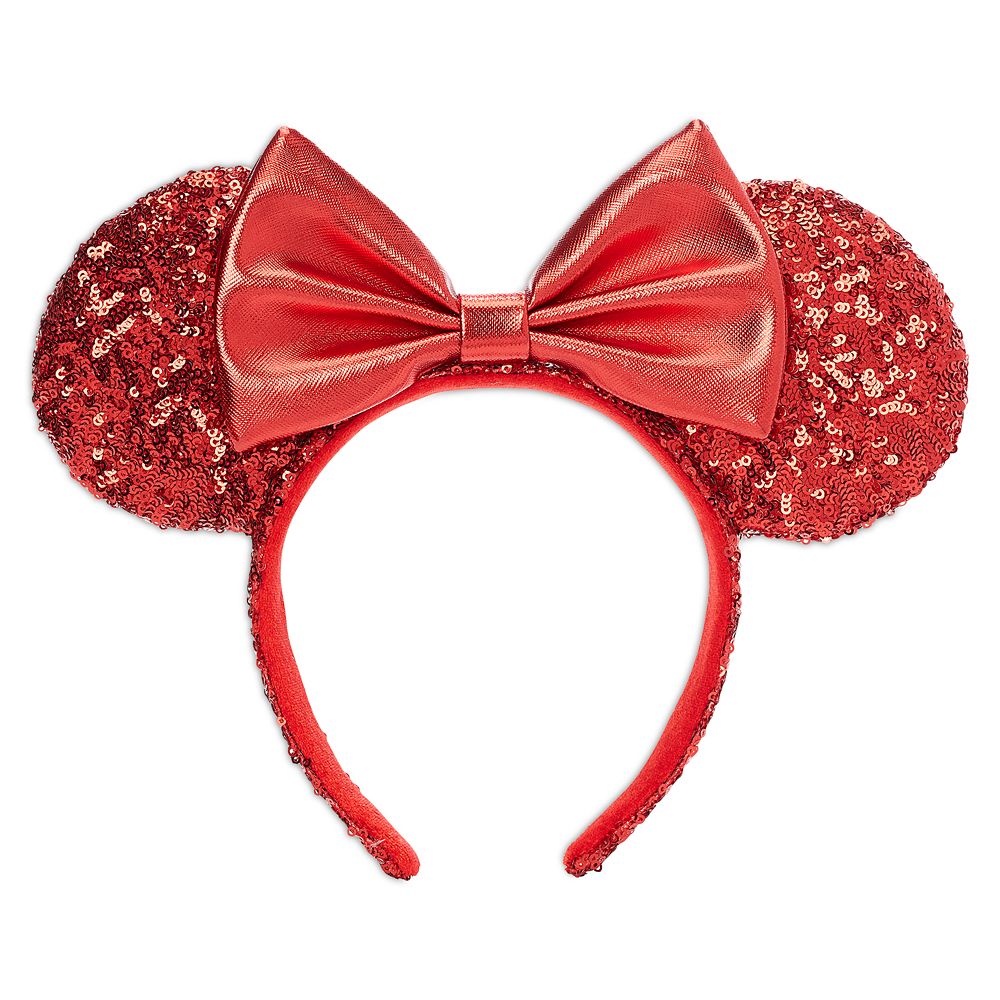 Minnie Mouse Sequined Ear Headband for Adults – Red image