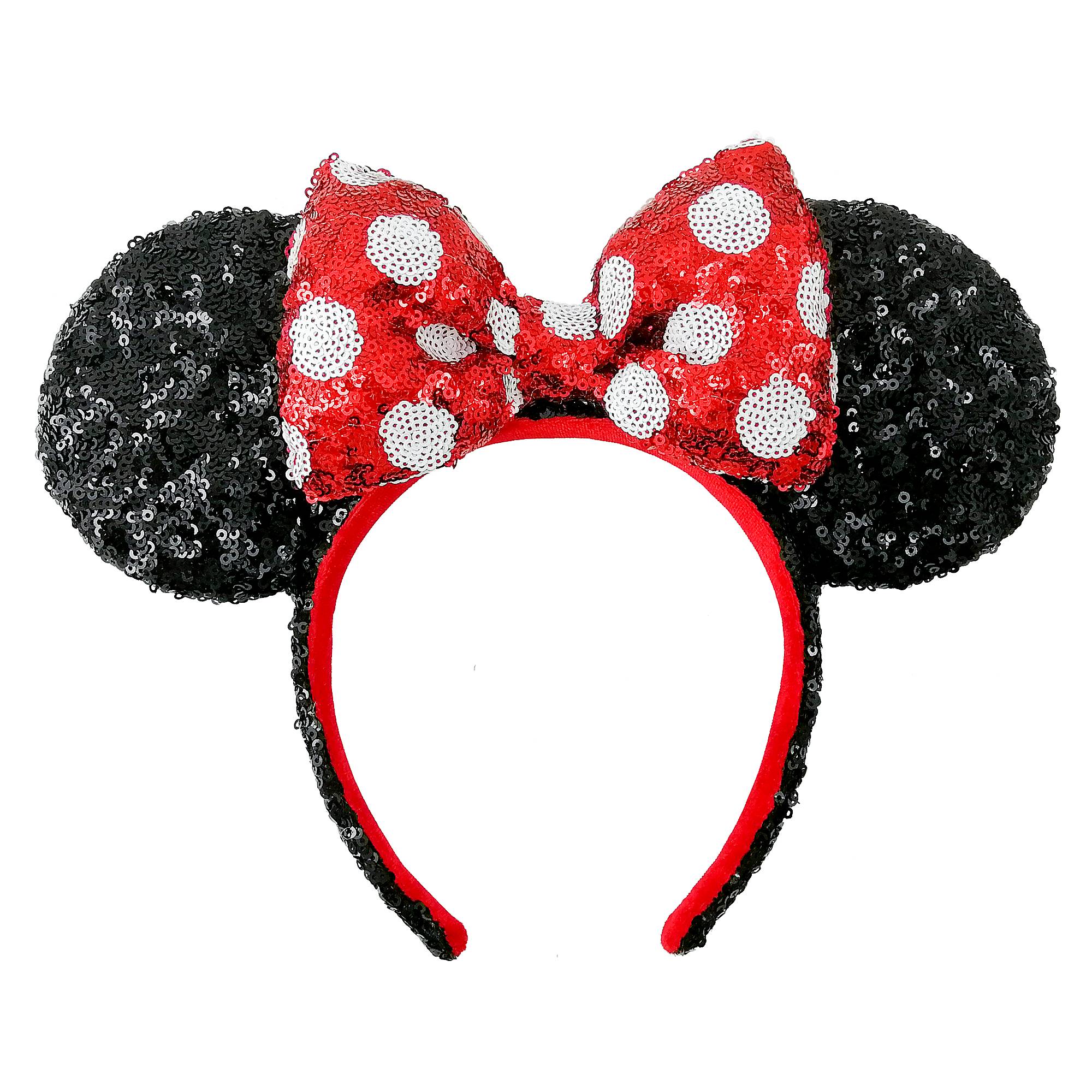 Minnie Mouse Sequined Ear Headband – Red & White Polka Dot image