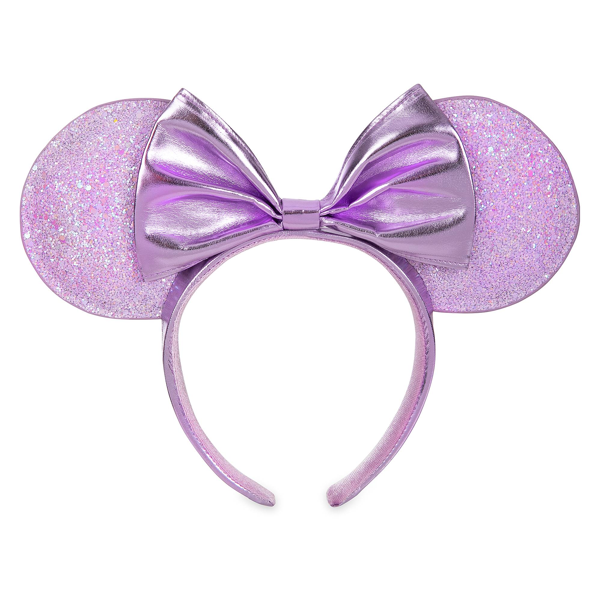 Minnie Mouse Metallic Ear Headband with Bow – Lilac image