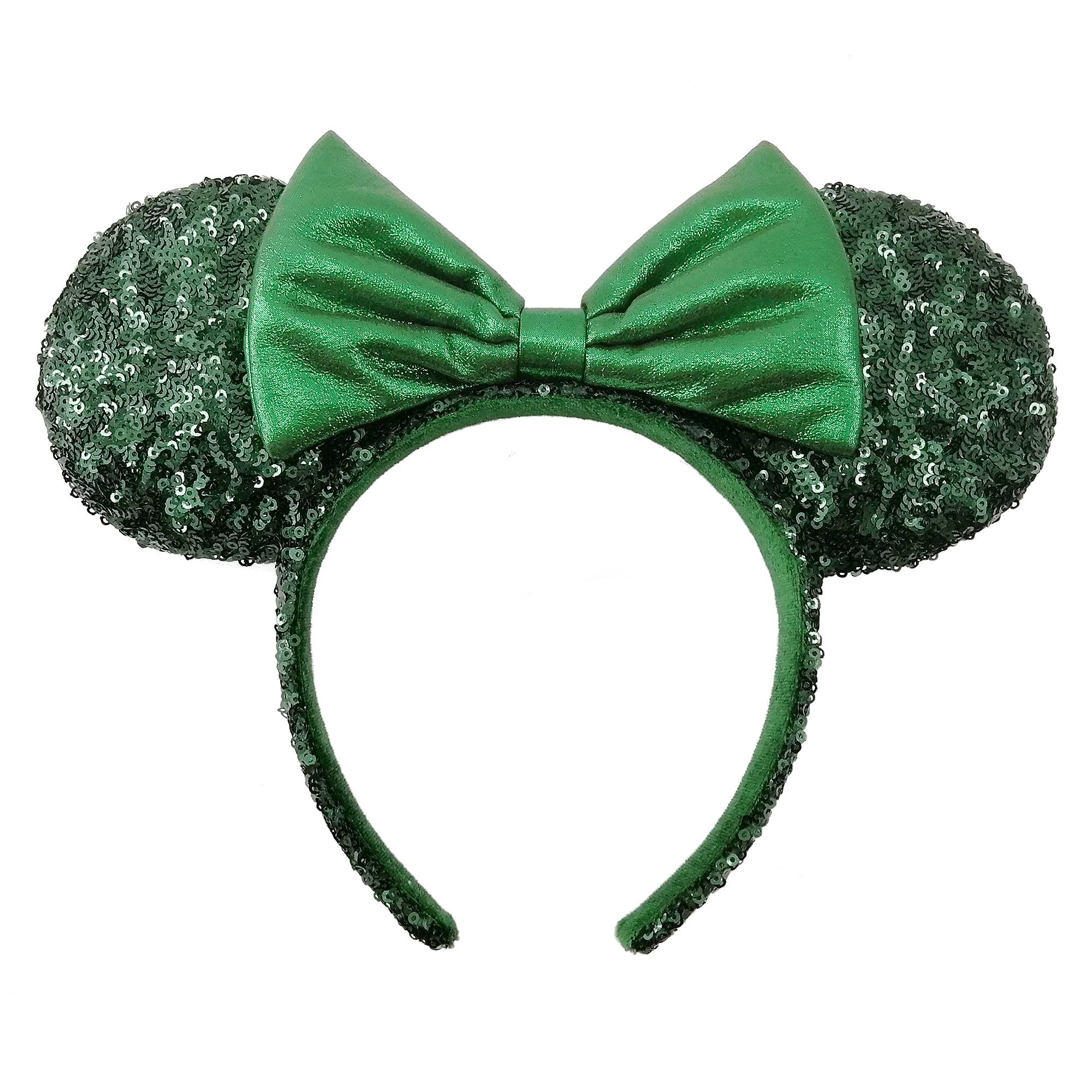 Minnie Mouse Sequined Ear Headband with Bow – Emerald image