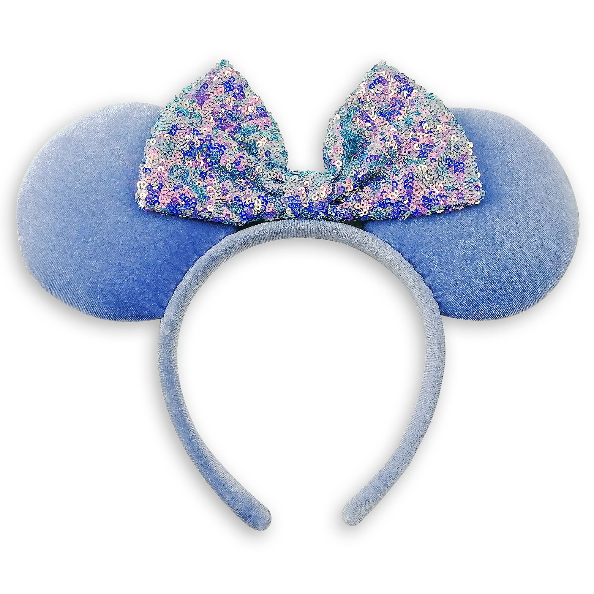 Minnie Mouse Ear Headband with Sequined Bow – Cornflower Blue image