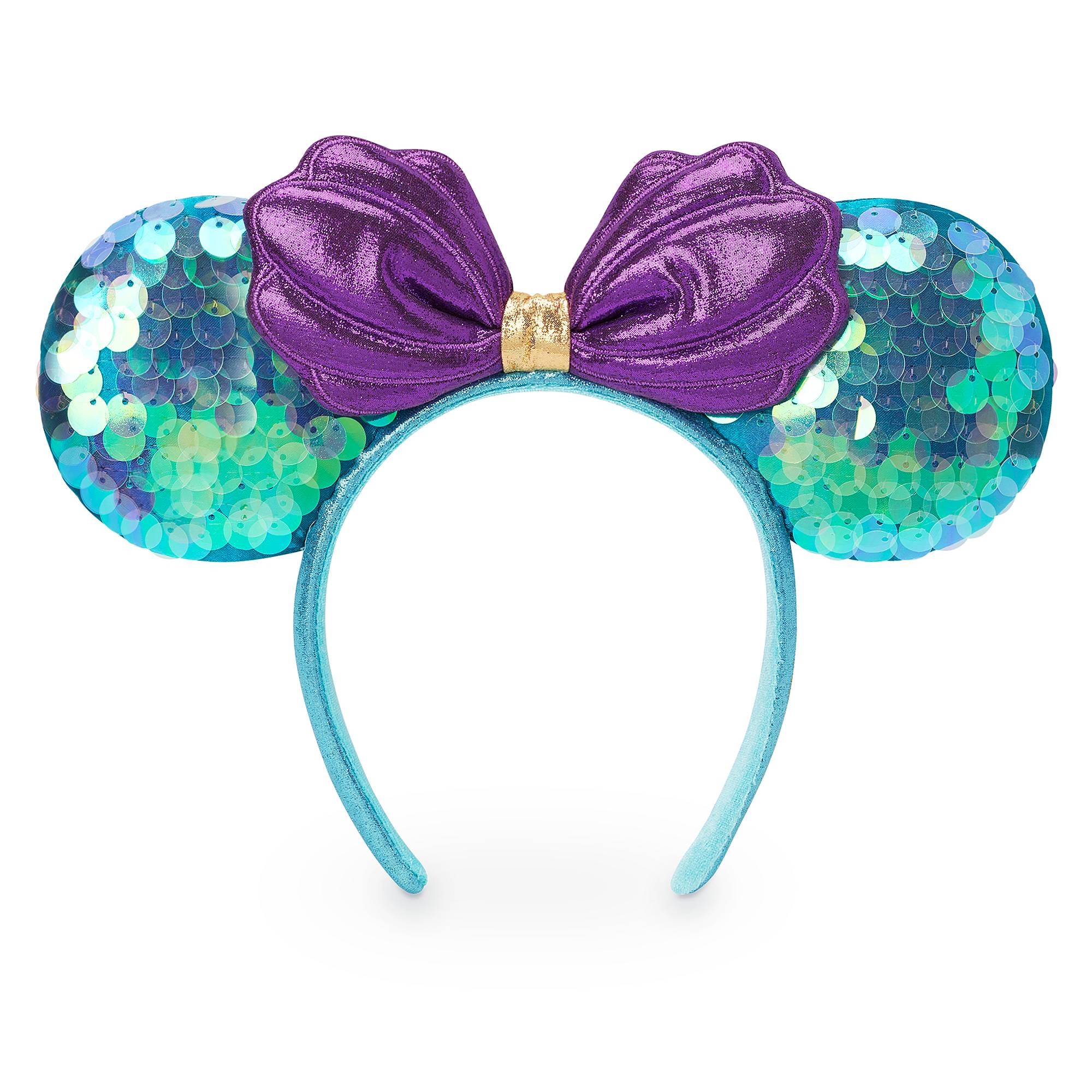 Details about   Disney Parks Sequins Mermaid Ariel Purple Iridescent Minnie Ears Headband 